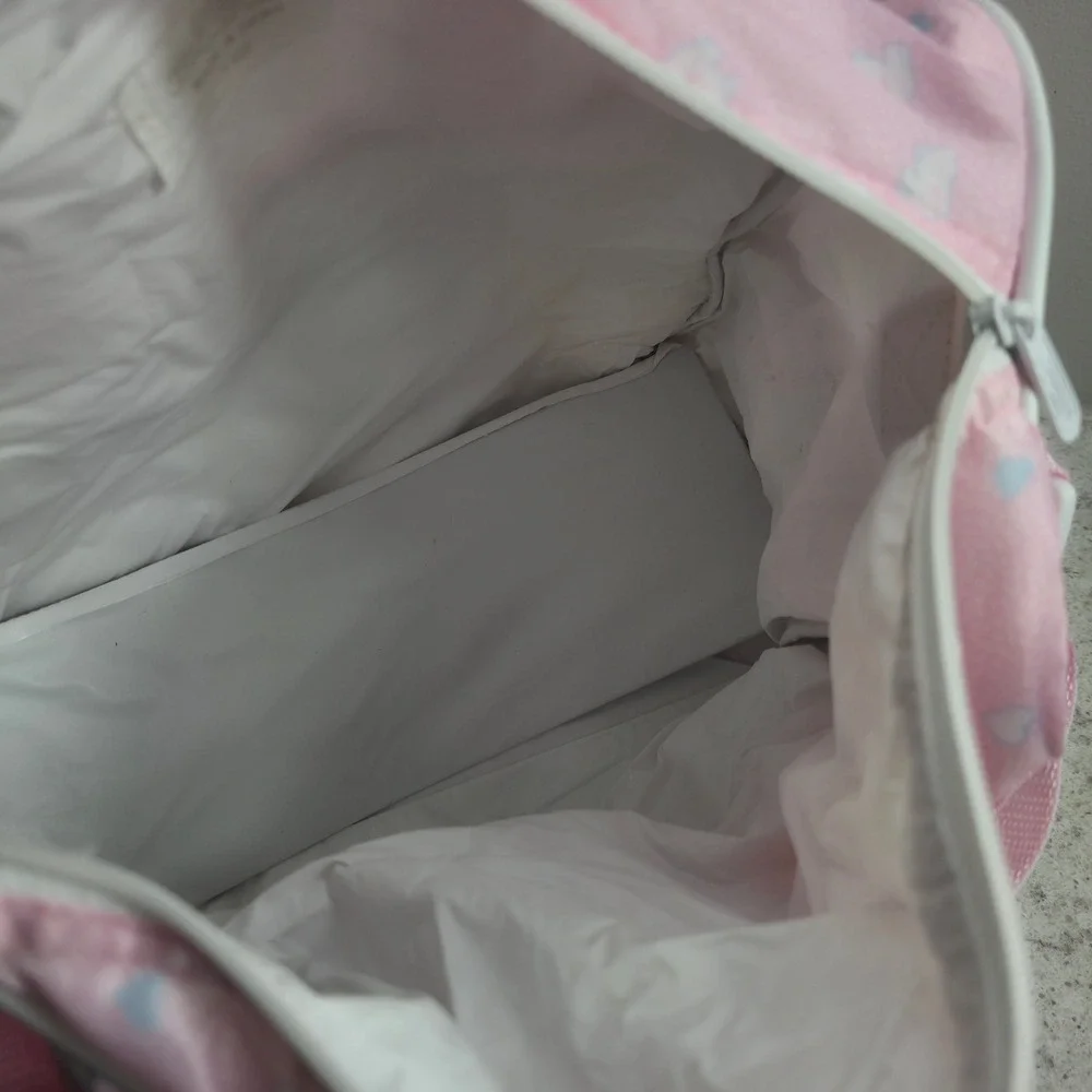 Bye Bye Baby by Baby Connection Diaper Bag Pink Bunny Heart Print with Mat NWT